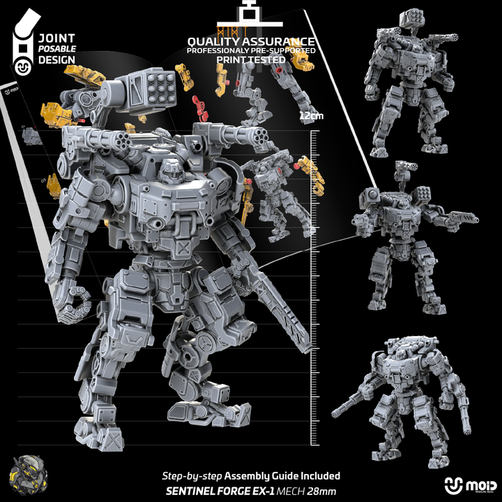 3D Printable Modular Combat Mech -Sentinel Forge EX-1 - 28mm by Moid
